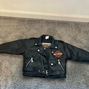 Harley-Davidson Black Biker Jacket with Orange Logo